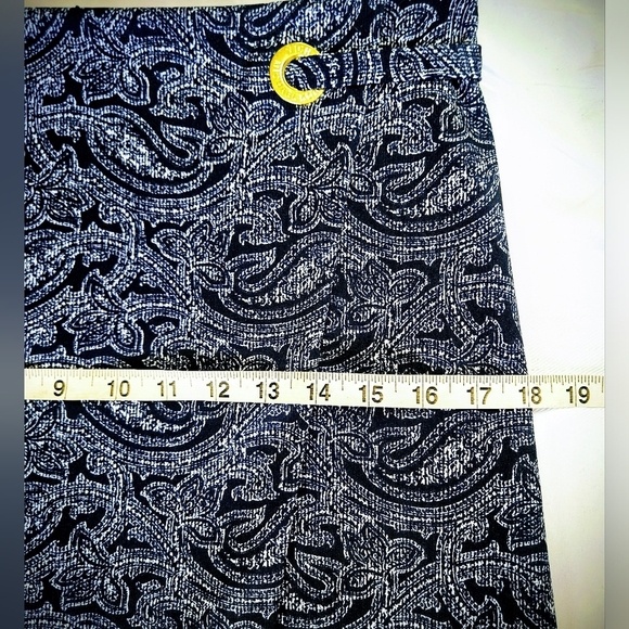 Michael Kors Womens Blue Paisley Faux Wrap Skirt With Gold Detail Size Small - Picture 8 of 10